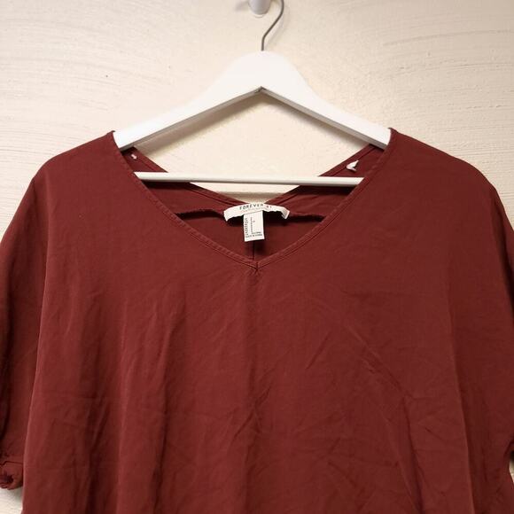 Forever 21 Tshirt Size S Cropped Crop Top Rust Womens Teen Shirt Brown Rayon - Picture 5 of 6